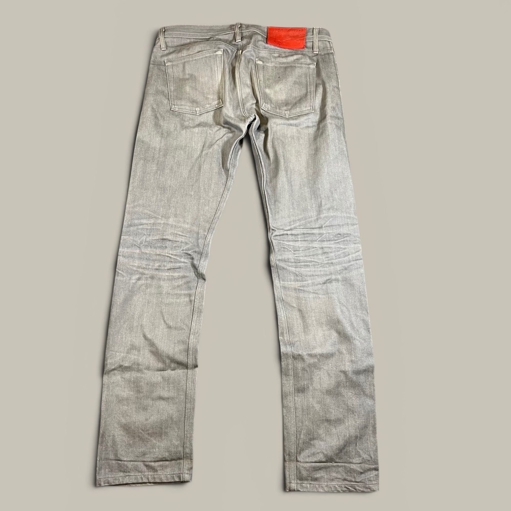 Naked & Famous Weird Guy Jeans Mens 34 (36x35) Grey Selvedge Denim Slim Straight